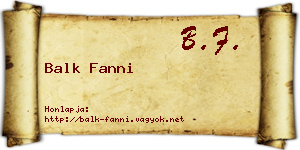 Balk Fanni névjegykártya