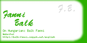 fanni balk business card